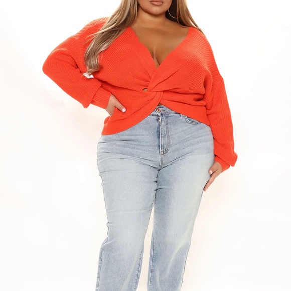 Bright orange sweater- chic, versatile, lightweight - Picture 6 of 7